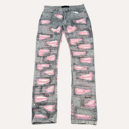 Who Decides War AOP Pink Scab Jeans