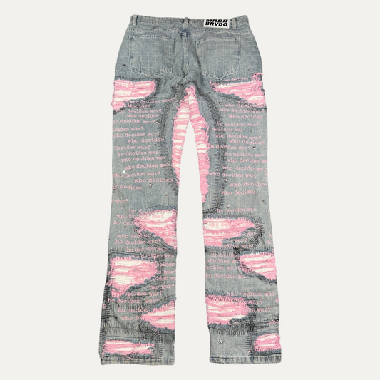 Who Decides War AOP Pink Scab Jeans
