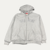 Supreme Grey Reflective Spellout Zip Up Hoodie