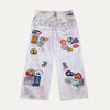 Vale Pants Crystal Stud Crotch Spell Out AOP Embroidery