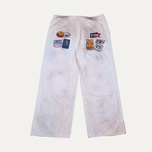 Vale Pants Crystal Stud Crotch Spell Out AOP Embroidery