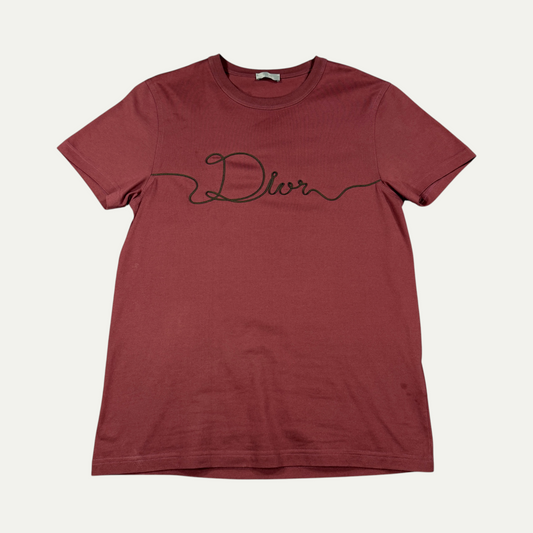 Dior Red Ribbon Logo T-Shirt