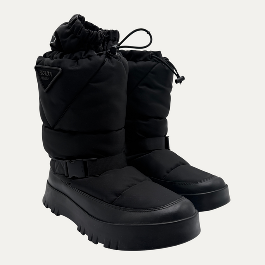 Prada Black Quilted Polyester Snow Boot