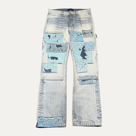 Amiri Blue Bandana Bootcut Jeans