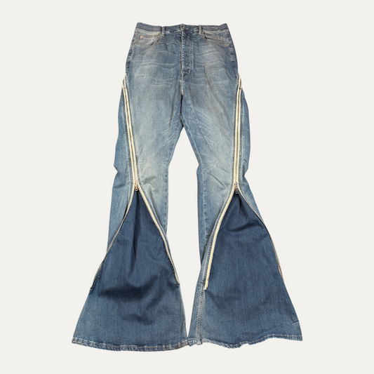 Rick Owen Bolan Banana Light Blue Zipper Jeans