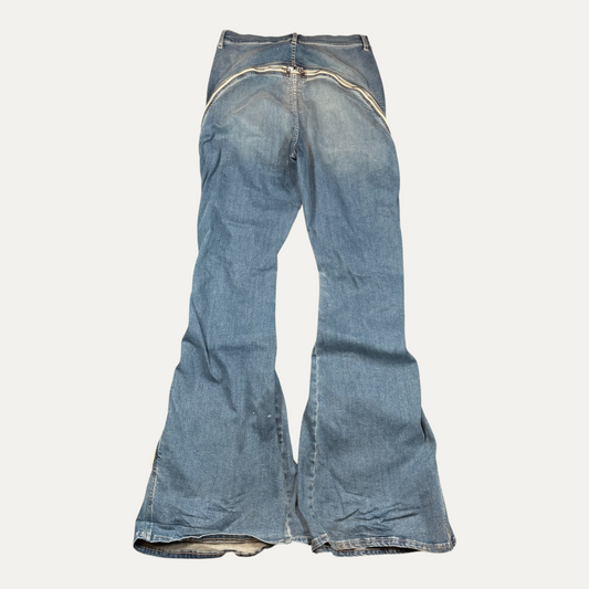 Rick Owen Bolan Banana Light Blue Zipper Jeans
