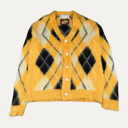 Marni Mohair Plaid Furry Cardigan