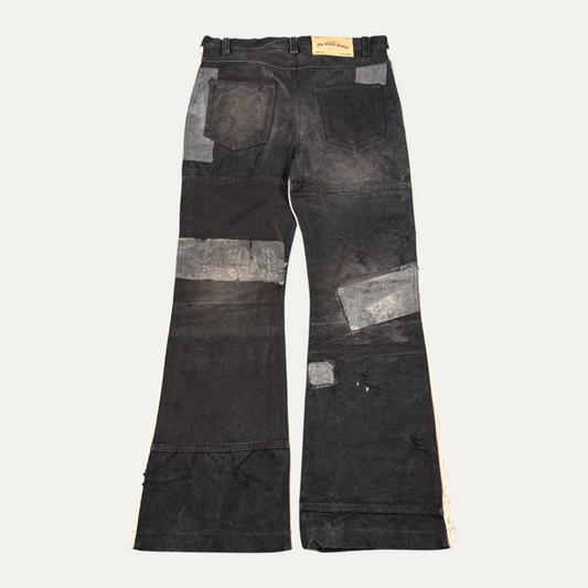 The Sekrit Saints Flared Distressed Patch Jeans