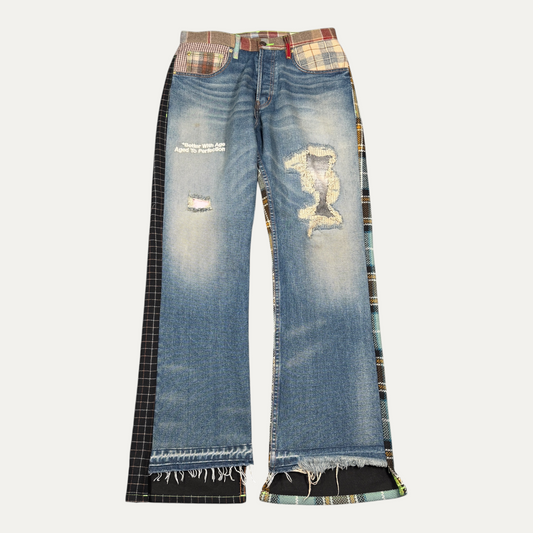 Better With Age Flannel Distressed Jeans