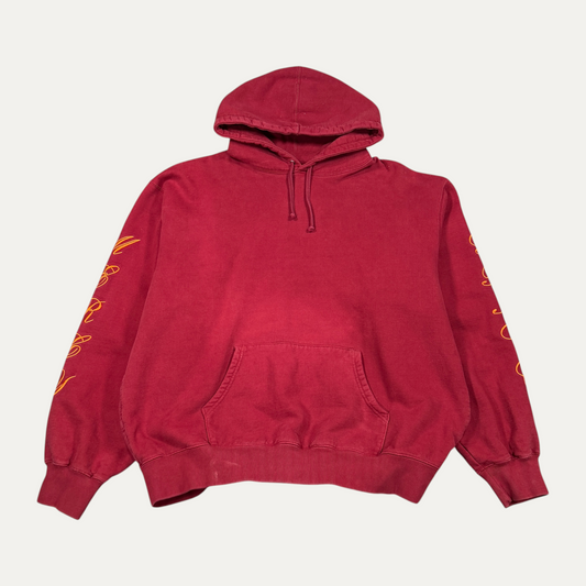 Supreme Orange Sleeve Embroidery Maroon Hoodie