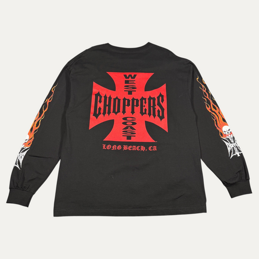 West Coast Choppers CFL Skeleton Flame Long Sleeve