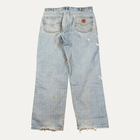 Carhartt Distressed Flannel Lined Denim Jeans