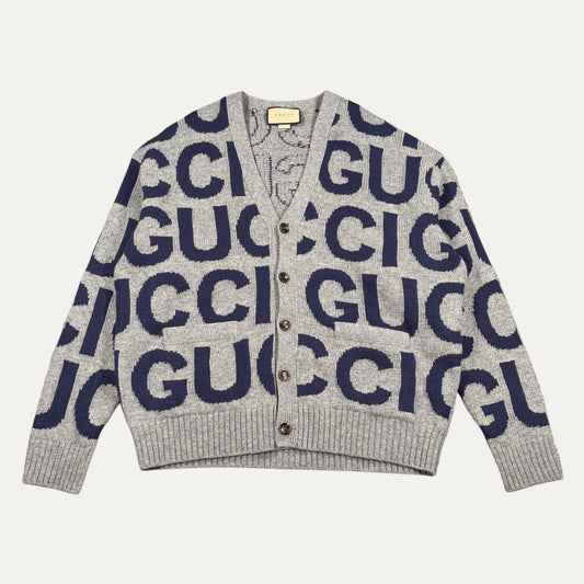 Gucci Logo-Intarsia Wool Cardigan Sweater