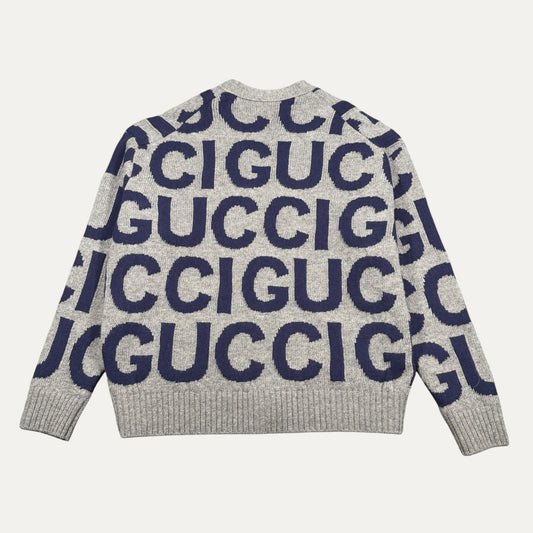Gucci Logo-Intarsia Wool Cardigan Sweater