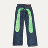 Evisu Green Floral Diacock Jeans