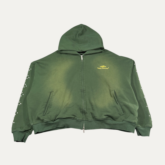 HMDD Rhinestone Sleeve Zip Up Hoodie