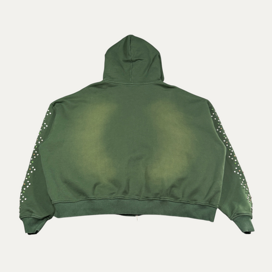 HMDD Rhinestone Sleeve Zip Up Hoodie
