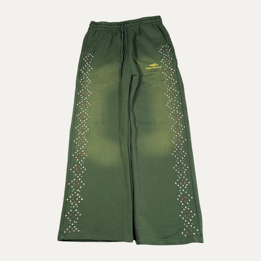 HMDD Rhinestone Green Faded Sweats