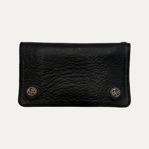 Chrome Hearts 2 Zip Cross Button Leather Wallet