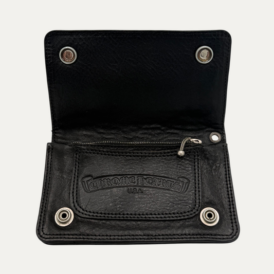 Chrome Hearts 2 Zip Cross Button Leather Wallet