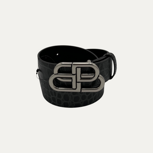 Balenciaga BB Croc-Effect Leather Belt
