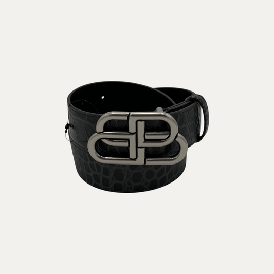 Balenciaga BB Croc-Effect Leather Belt