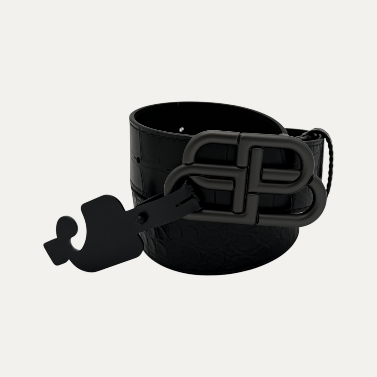 Balenciaga BB Croc-Effect Leather Belt