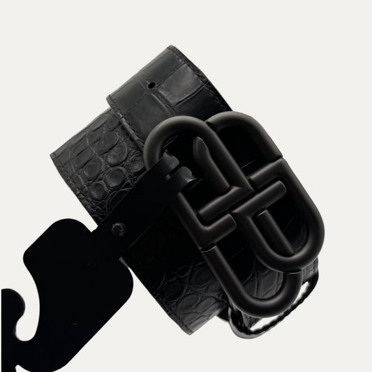 Balenciaga BB Croc-Effect Leather Belt