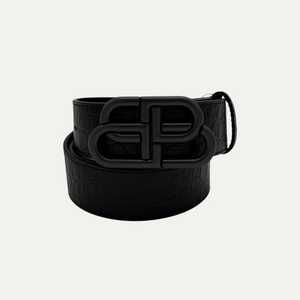 Balenciaga BB Croc-Effect Leather Belt