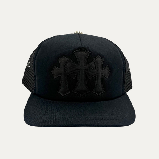 Chrome Hearts Triple Cross Black Trucker Hat