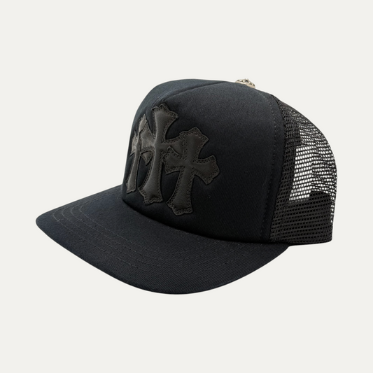Chrome Hearts Triple Cross Black Trucker Hat