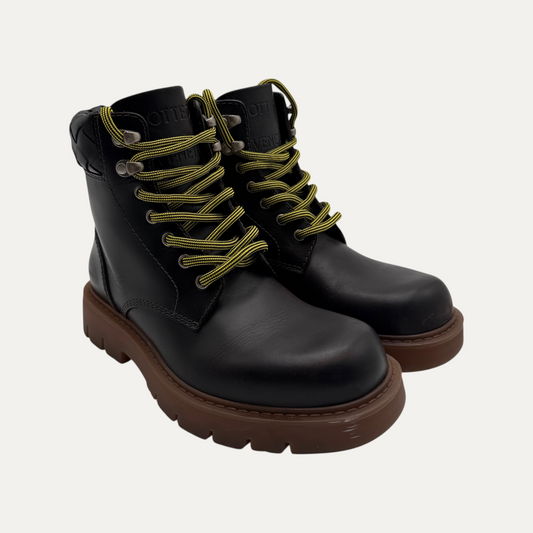 Bottega Veneta Haddock Calfskin Intrecciato Combat Boots
