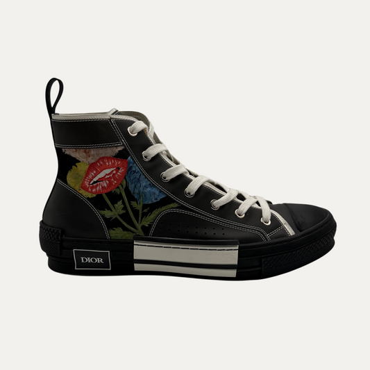 Dior B23 High Top Raymond Pettibon Lip Flower Sneaker