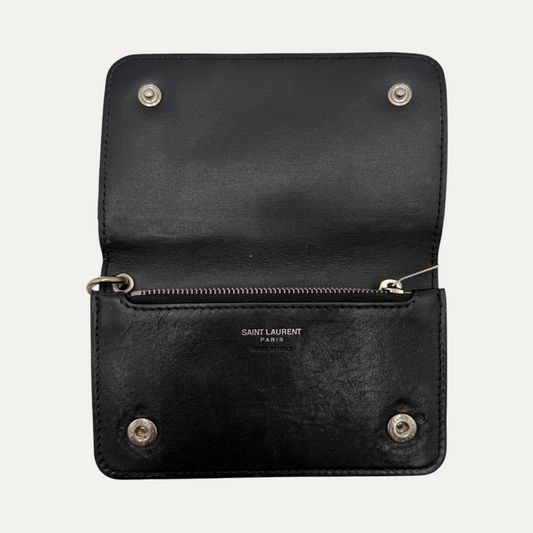 Saint Laurent Leopard Print Suede Wallet