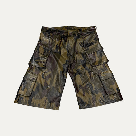 NYRVA Shorts Leather Camo Green