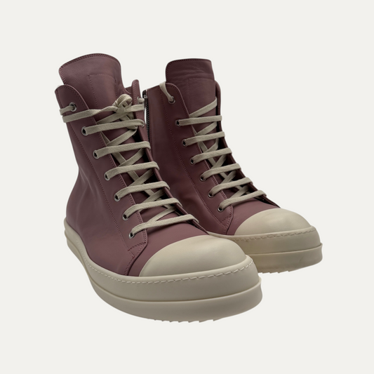 Rick Owens Ramone Mainline Lido High Leather Sneakers Dusty Pink