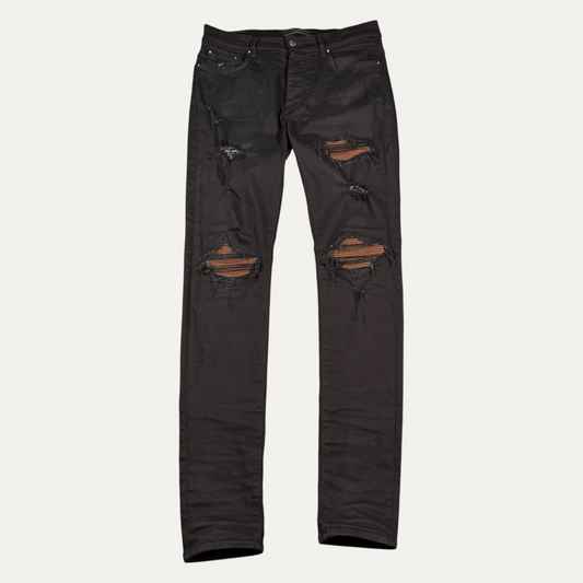 Amiri Black Jeans Brown Rips