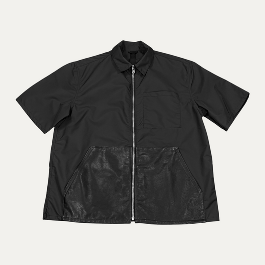 Chrome Hearts Leather Cross Patch Pocket Zip Up Nylon Zip-Up Shirt