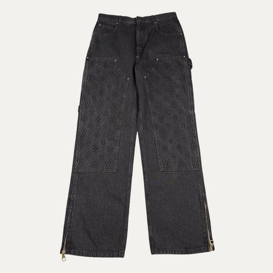 Louis Vuitton Monogram Black Double Knee Jeans