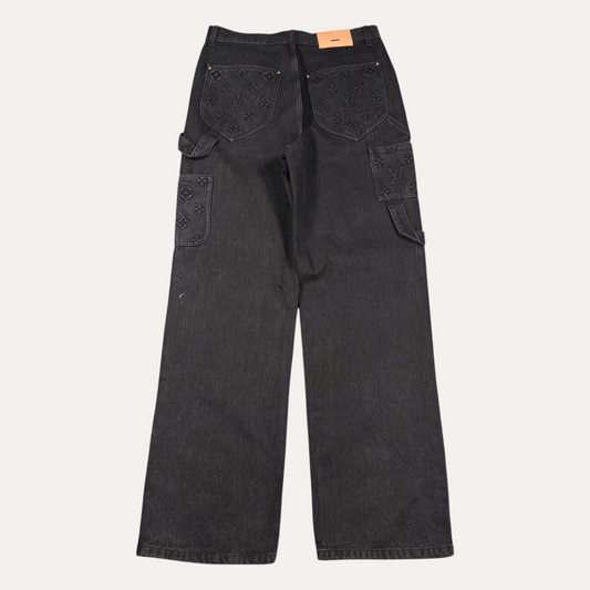 Louis Vuitton Monogram Black Double Knee Jeans