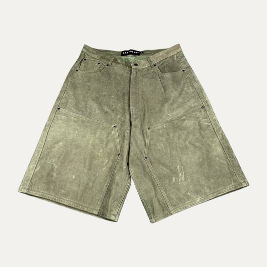Raspberry Leather Double Knee Green Shorts