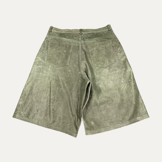 Raspberry Leather Double Knee Green Shorts