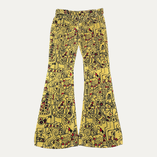 Miss Sixty Yellow Flared Logo Pants