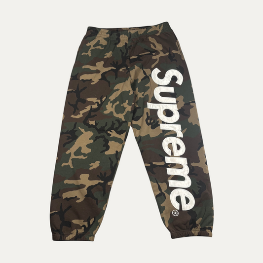 Supreme Green Camo Satin Applique Sweatpants