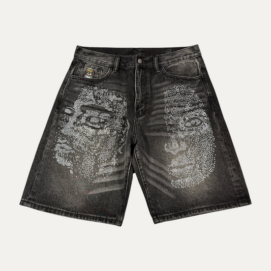 Kid Super Rhinestone Jean Shorts