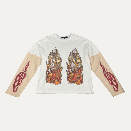 Who Decides War Flame Glass Double Jersey Long-Sleeve T-Shirt