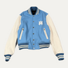 Amiri Blue Leather Varsity Jacket