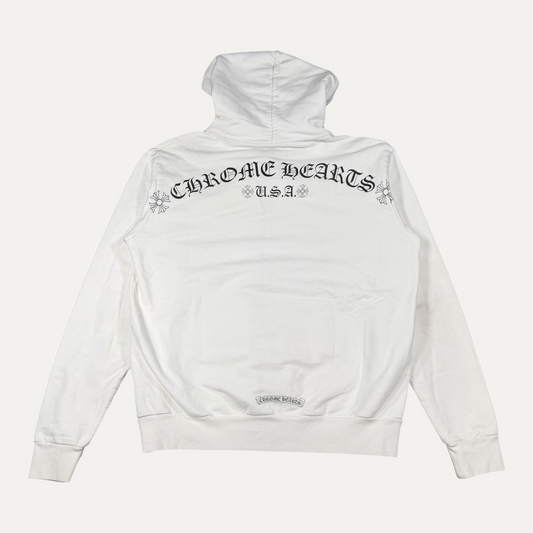 Chrome Hearts White Back Scroll Zip Up Hoodie