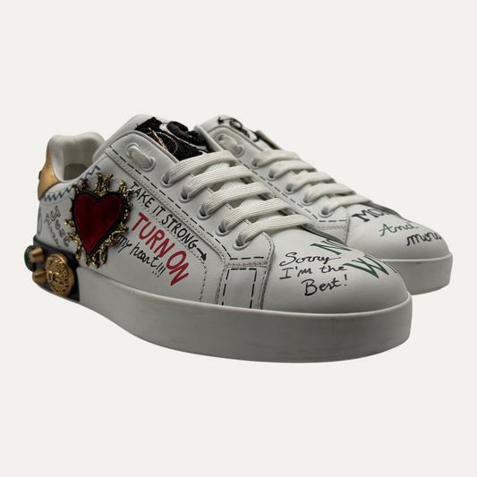 Dolce & Gabbana Studded White Sneakers