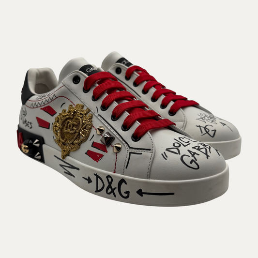 Dolce & Gabbana Studded White Sneakers
